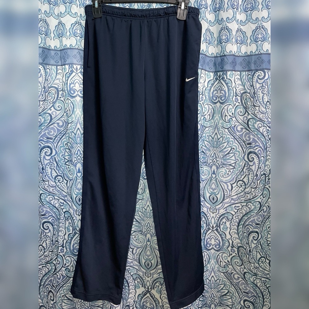 Vintage Y2K NIKE Pants Mens Size XL Polyester Baggy Track Ankle Zip Navy